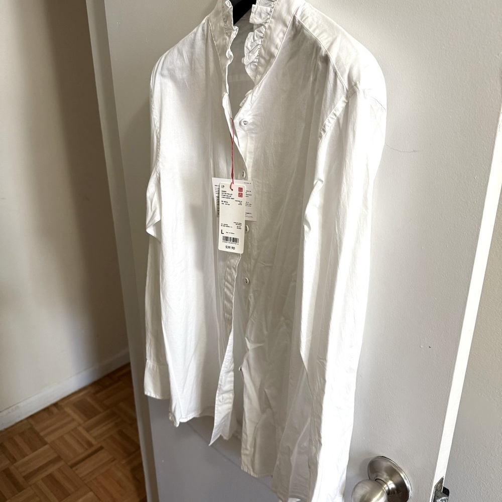 Uniqlo Ines de la Fressange Cotton frill necked blouse